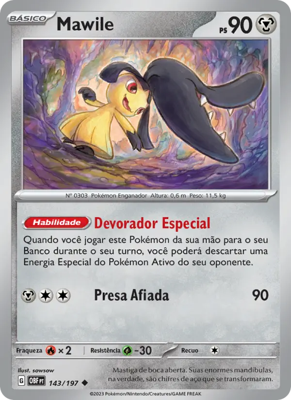 Carta Mawile, número 143/197 da coleção Obsidiana em Chamas