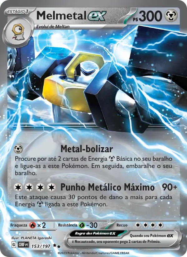 Carta Melmetal ex, número 153/197 da coleção Obsidiana em Chamas