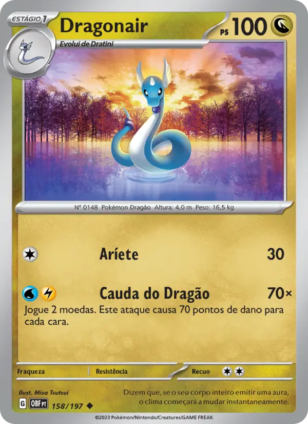 Carta Dragonair, número 158/197 da coleção Obsidiana em Chamas