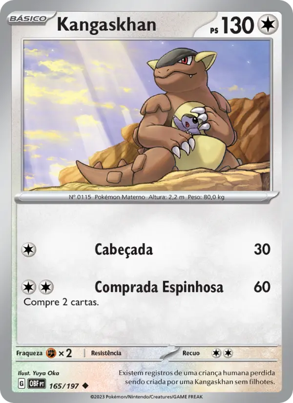 Carta Kangaskhan, número 165/197 da coleção Obsidiana em Chamas