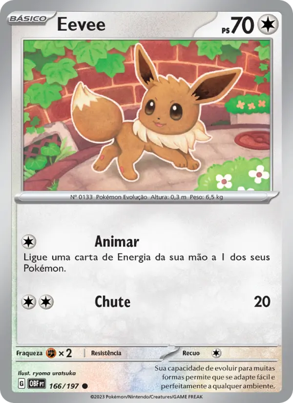Carta Eevee, número 166/197 da coleção Obsidiana em Chamas