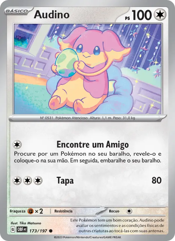 Carta Audino, número 173/197 da coleção Obsidiana em Chamas