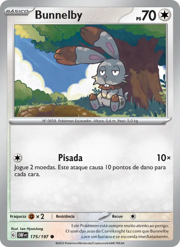 Carta Bunnelby, número 175/197 da coleção Obsidiana em Chamas