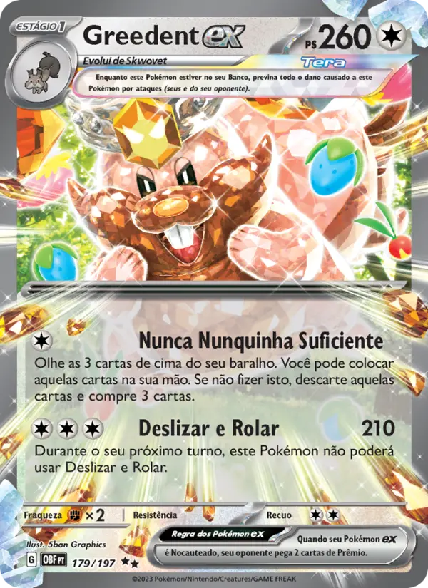 Carta Greedent ex, número 179/197 da coleção Obsidiana em Chamas