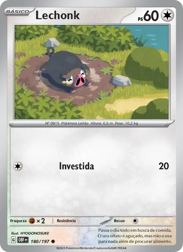 Carta Lechonk, número 180/197 da coleção Obsidiana em Chamas