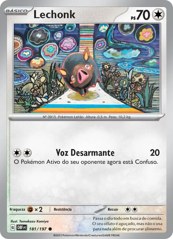 Carta Lechonk, número 181/197 da coleção Obsidiana em Chamas