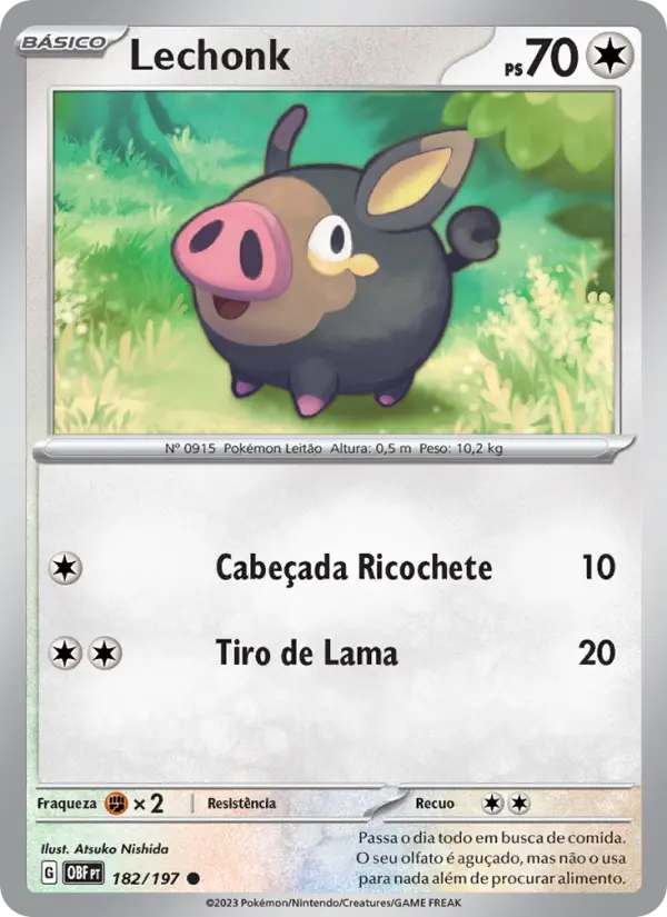 Carta Lechonk, número 182/197 da coleção Obsidiana em Chamas