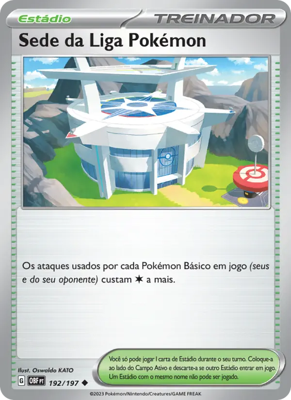 Carta Sede da Liga Pokémon, número 192/197 da coleção Obsidiana em Chamas