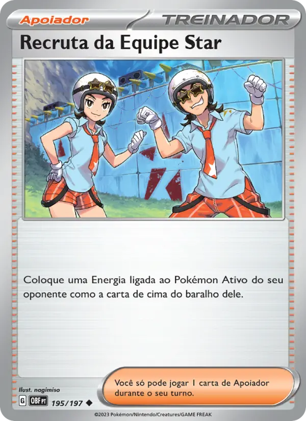 Carta Recruta da Equipe Star, número 195/197 da coleção Obsidiana em Chamas