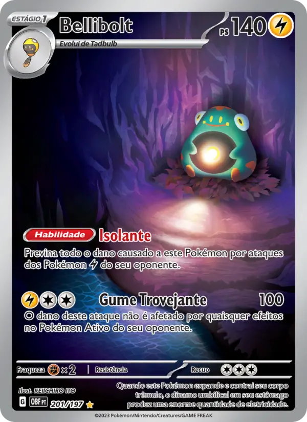 Carta Bellibolt, número 201/197 da coleção Obsidiana em Chamas