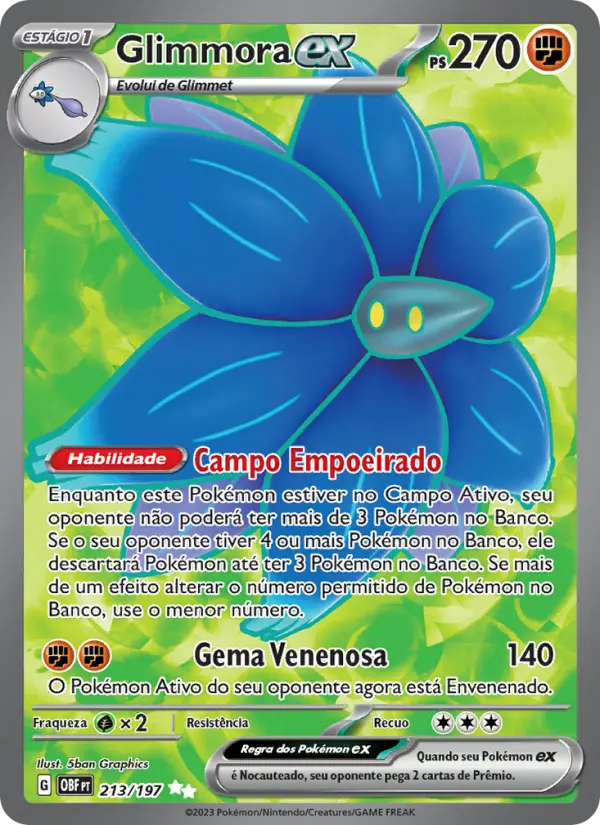 Carta Glimmora ex, número 213/197 da coleção Obsidiana em Chamas