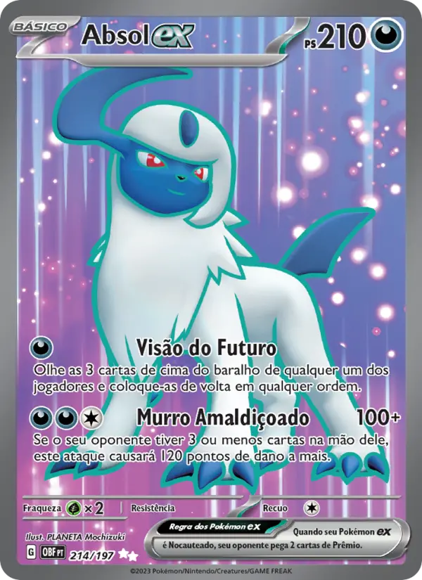 Carta Absol ex, número 214/197 da coleção Obsidiana em Chamas