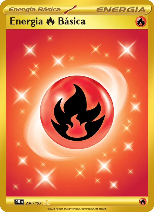 Carta Energia Fire Básica, número 230/197 da coleção Obsidiana em Chamas