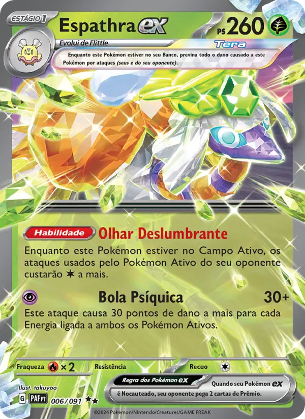 Carta Espathra ex, número 006/91 da coleção Destinos de Paldea