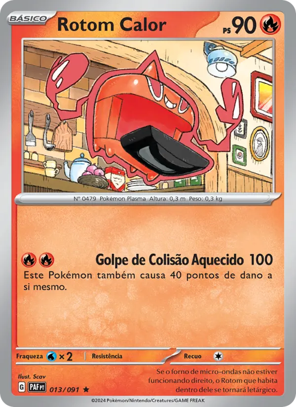 Carta Rotom Calor, número 013/91 da coleção Destinos de Paldea