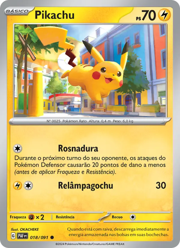 Carta Pikachu, número 018/91 da coleção Destinos de Paldea