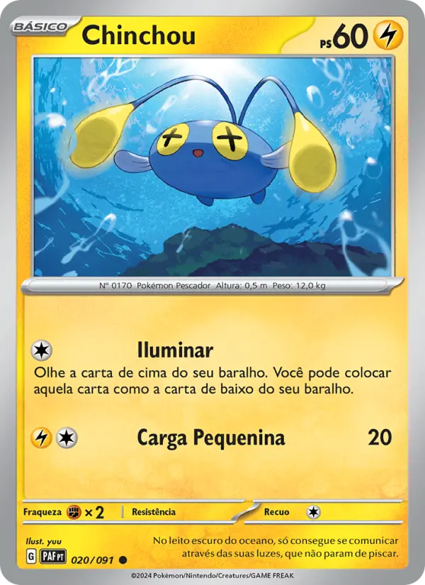 Carta Chinchou, número 020/91 da coleção Destinos de Paldea