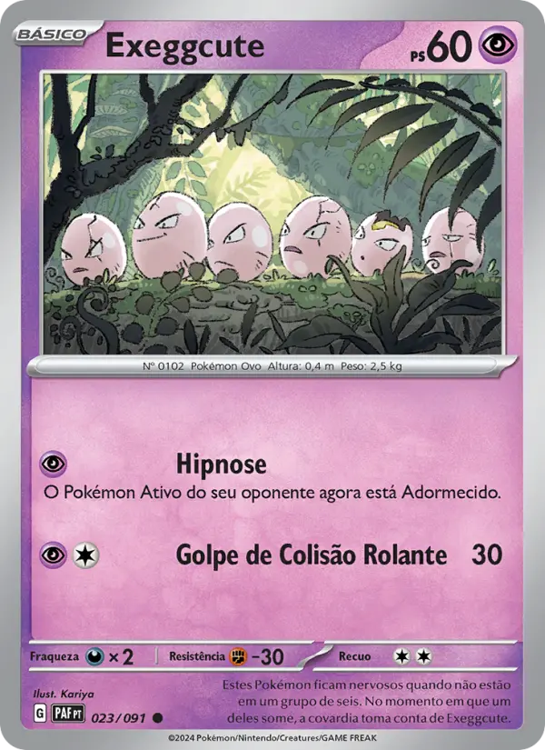 Carta Exeggcute, número 023/91 da coleção Destinos de Paldea