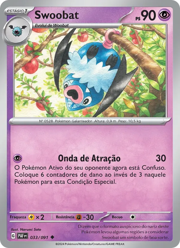 Carta Swoobat, número 033/91 da coleção Destinos de Paldea