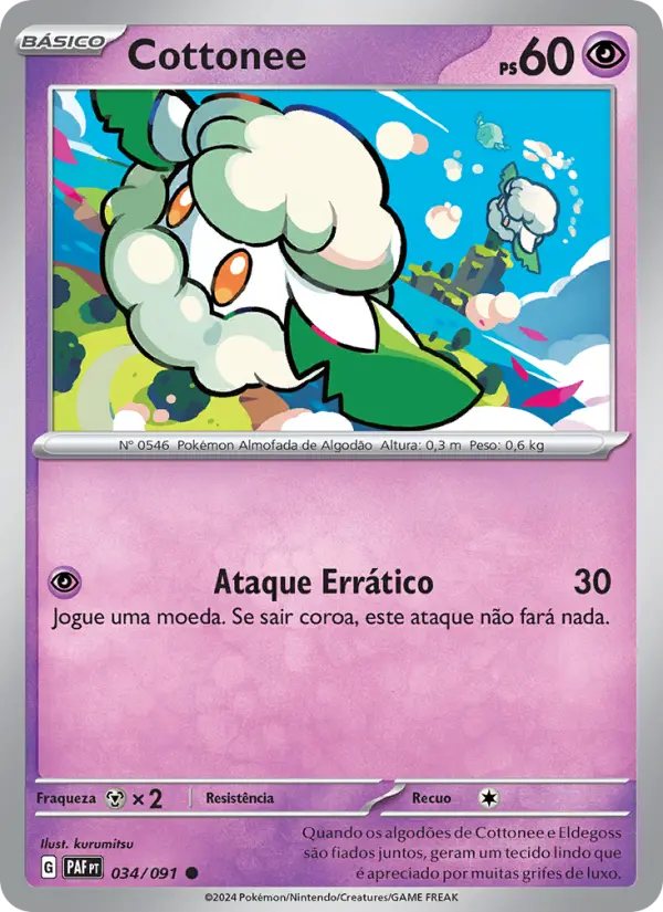 Carta Cottonee, número 034/91 da coleção Destinos de Paldea