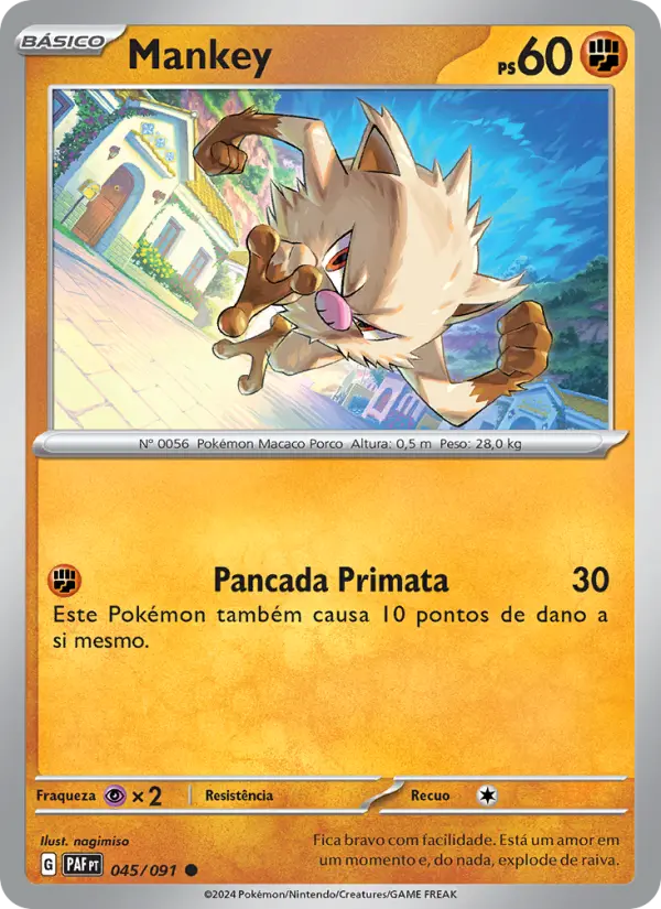 Carta Mankey, número 045/91 da coleção Destinos de Paldea