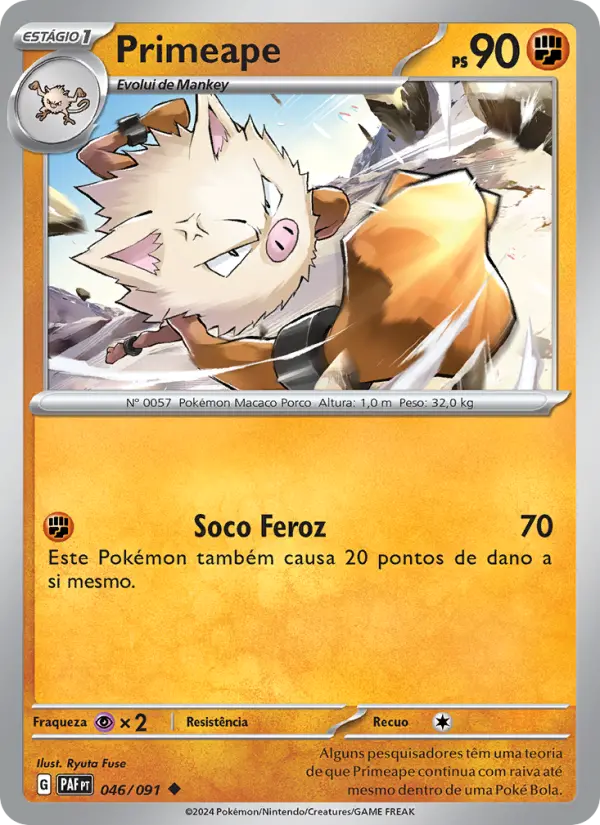 Carta Primeape, número 046/91 da coleção Destinos de Paldea