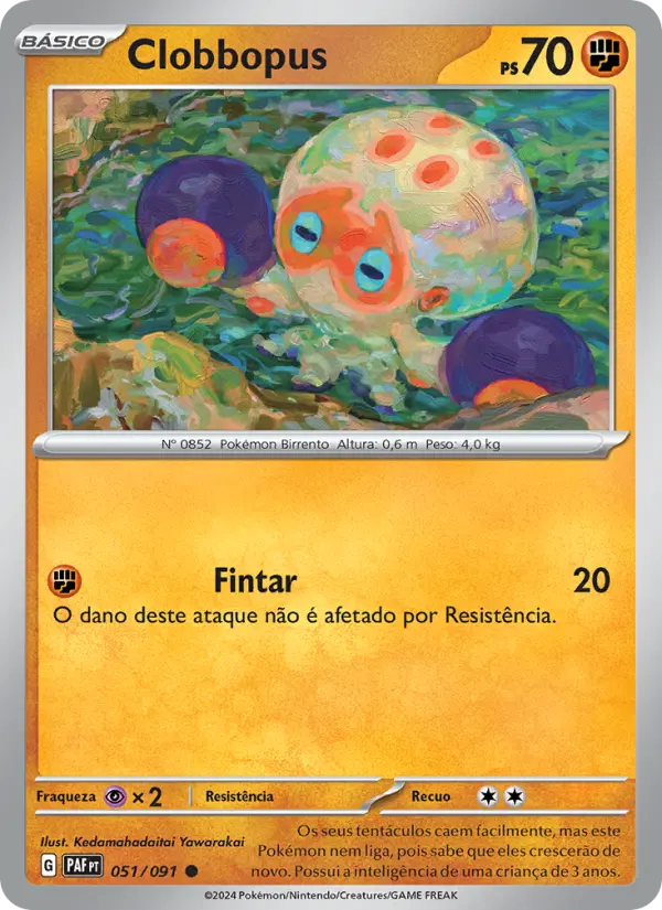 Carta Clobbopus, número 051/91 da coleção Destinos de Paldea