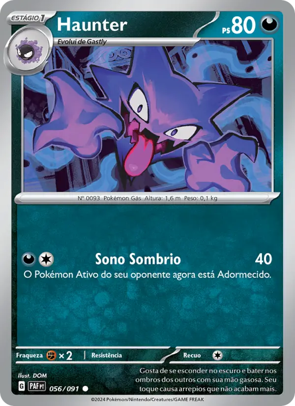 Carta Haunter, número 056/91 da coleção Destinos de Paldea