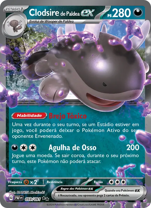 Carta Clodsire de Paldea ex, número 059/91 da coleção Destinos de Paldea