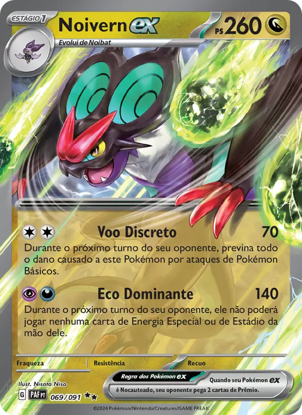 Carta Noivern ex, número 069/91 da coleção Destinos de Paldea