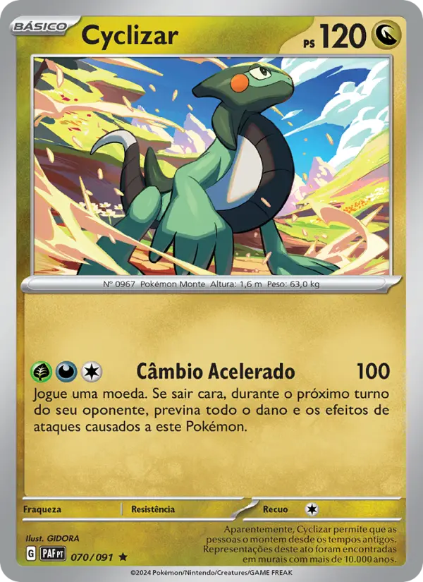 Carta Cyclizar, número 070/91 da coleção Destinos de Paldea