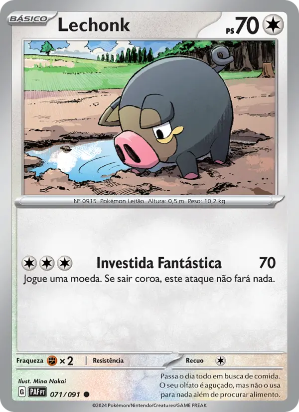 Carta Lechonk, número 071/91 da coleção Destinos de Paldea