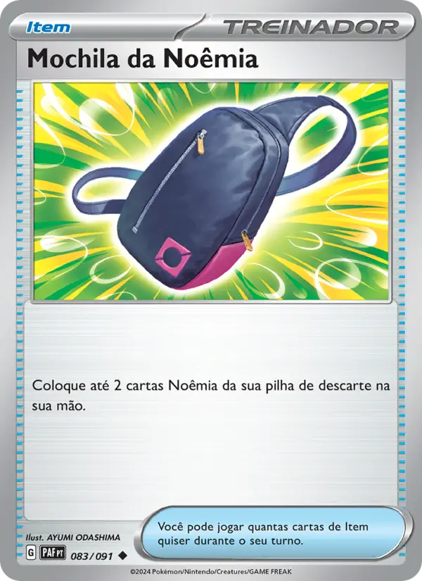 Carta Mochila da Noêmia, número 083/91 da coleção Destinos de Paldea