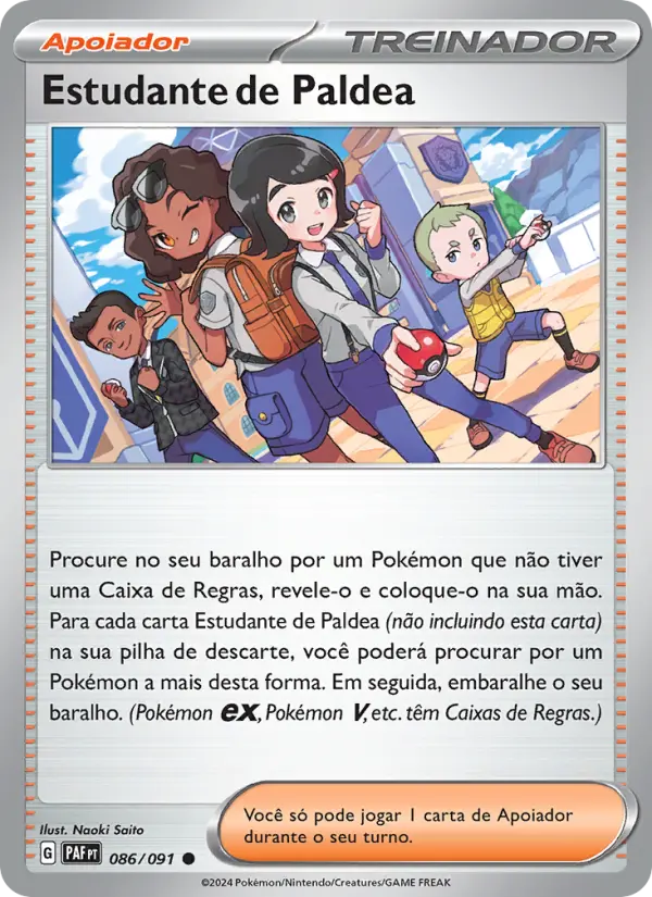 Carta Estudante de Paldea, número 086/91 da coleção Destinos de Paldea