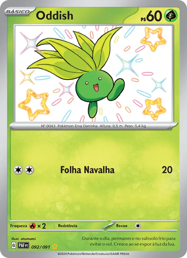 Carta Oddish, número 092/91 da coleção Destinos de Paldea