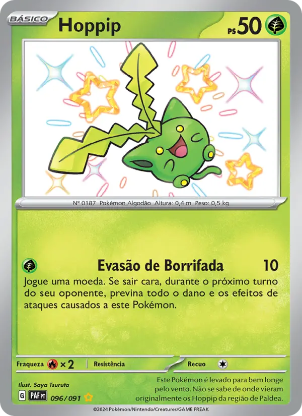 Carta Hoppip, número 096/91 da coleção Destinos de Paldea
