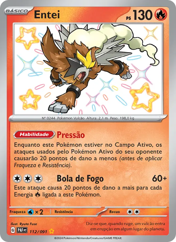 Carta Entei, número 112/91 da coleção Destinos de Paldea