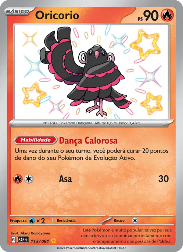 Carta Oricorio, número 113/91 da coleção Destinos de Paldea