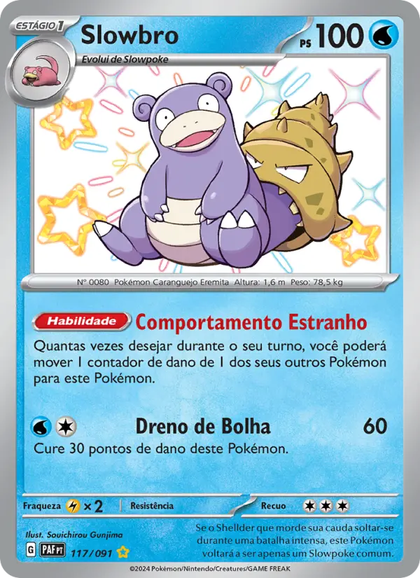 Carta Slowbro, número 117/91 da coleção Destinos de Paldea