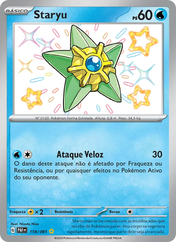 Carta Staryu, número 118/91 da coleção Destinos de Paldea