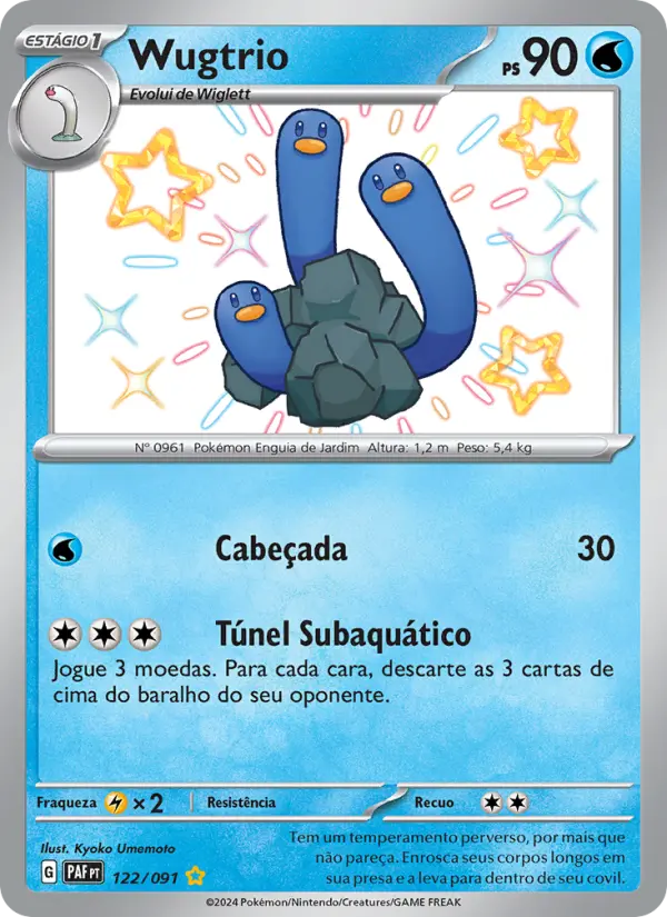 Carta Wugtrio, número 122/91 da coleção Destinos de Paldea
