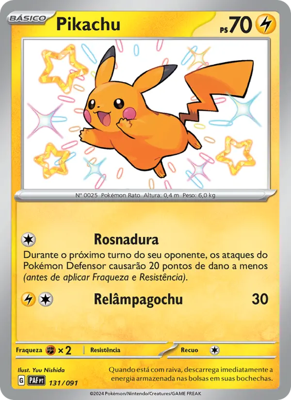 Carta Pikachu, número 131/91 da coleção Destinos de Paldea