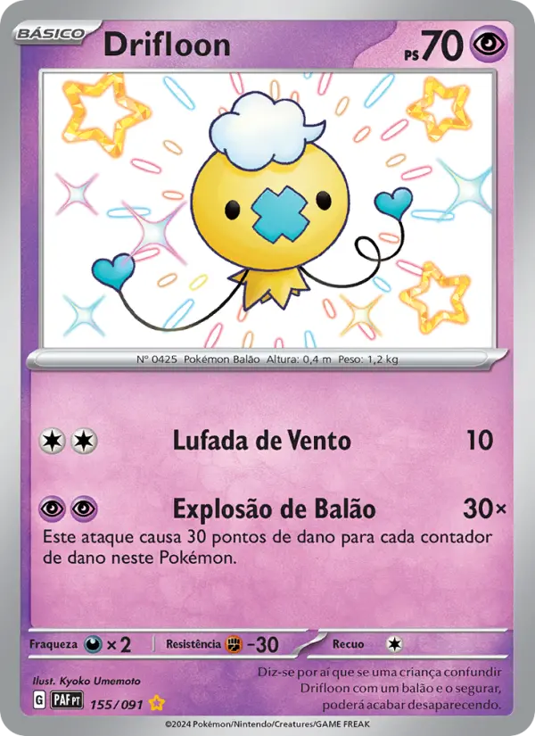 Carta Drifloon, número 155/91 da coleção Destinos de Paldea