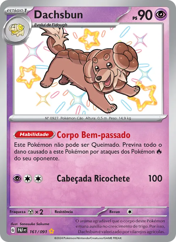 Carta Dachsbun, número 161/91 da coleção Destinos de Paldea