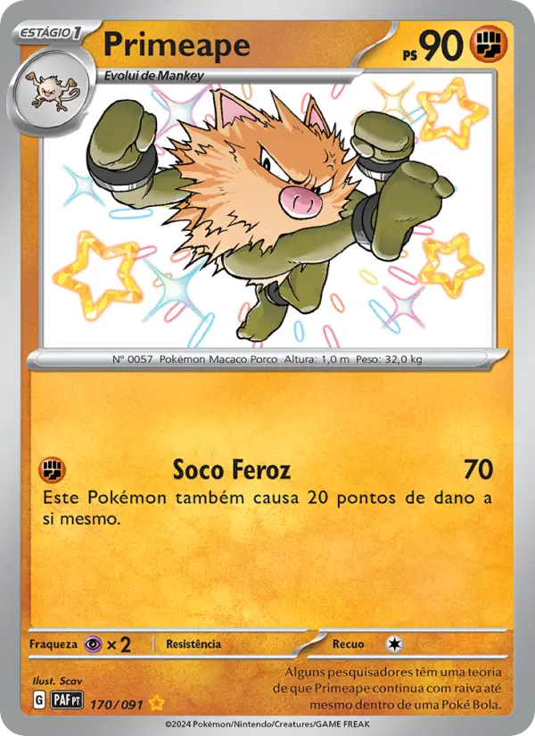 Carta Primeape, número 170/91 da coleção Destinos de Paldea