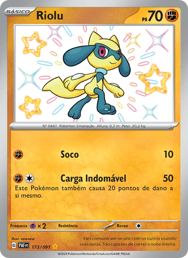 Carta Riolu, número 173/91 da coleção Destinos de Paldea
