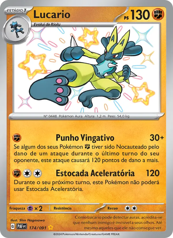Carta Lucario, número 174/91 da coleção Destinos de Paldea