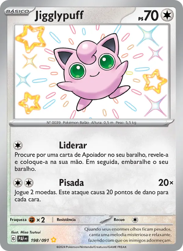 Carta Jigglypuff, número 198/91 da coleção Destinos de Paldea