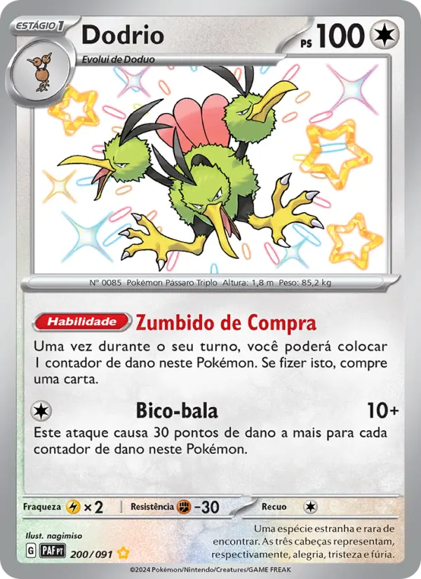 Carta Dodrio, número 200/91 da coleção Destinos de Paldea