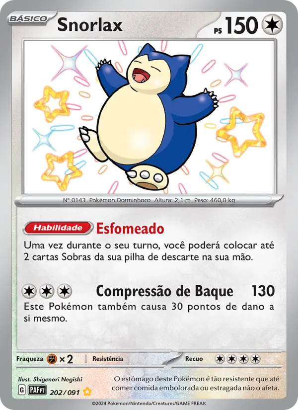 Carta Snorlax, número 202/91 da coleção Destinos de Paldea